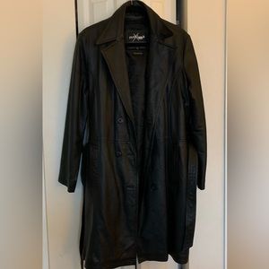 Women’s Leather Trench Coat Style Jacket